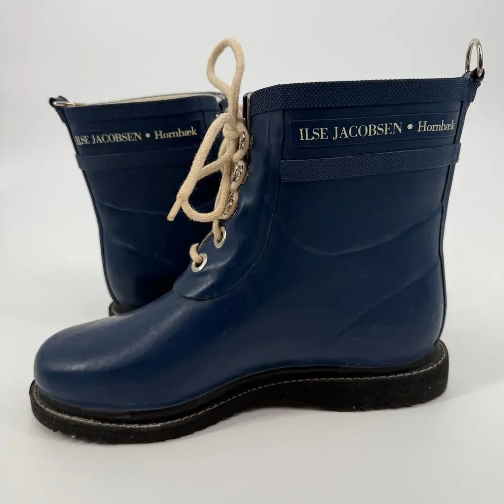 ILSE JACOBSEN HORNBAEK WOMEN’S RAIN BOOTS SIZE EU 38 or US 8 Navy Blue - Picture 4 of 8